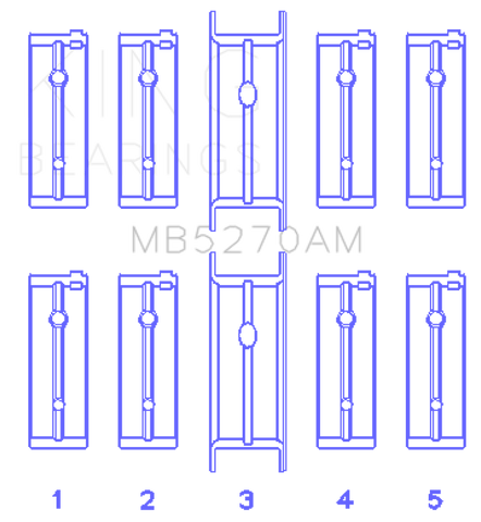 King Chrysler 148/148 Turbo DOHC 16V / Jeep 148 DOHC 16V (Size +0.5mm) Main Bearing Set - MB5270AM0.5
