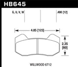 Hawk Wilwood Type 6712 DTC-60 Brake Pads - HB645G.490