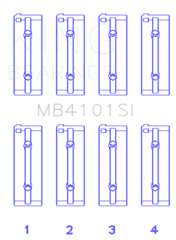 King Alpha Romeo AR 01928 / AR 06430 / AR 64102 / AR 64101 / AR 06120 / AR 01932 Main Bearing Set - MB4101SI
