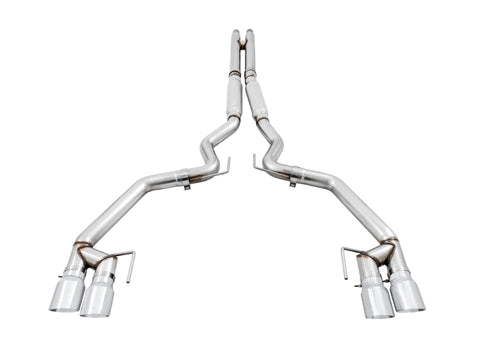AWE Tuning 2018+ Ford Mustang GT (S550) Cat-Back Exhaust - Track Edition (Quad Chrome Silver Tips) - 3020-42064