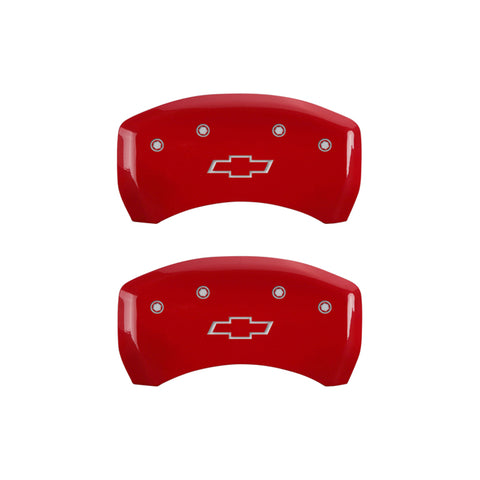 MGP 4 Caliper Covers Engraved Front & Rear Bowtie Red finish silver ch - 14231SBOWRD