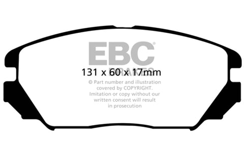 EBC 08-09 Hyundai Azera 3.3 Yellowstuff Front Brake Pads - DP41757R