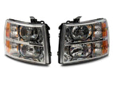 Raxiom 07-14 Chevrolet Silverado 1500 Axial OEM Rep Headlights- Chrome Housing (Clear Lens) - S122323