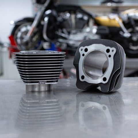 S&S Cycle 2017+ M8 Models 4.250in Bore 4.840in Big Bore Cylinder Set - Black Granite w/ Highlight - 910-0739