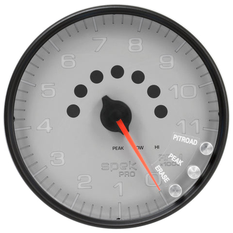 AutoMeter Gauge Tachometer 5in. 11K RPM W/Shift Light & Peak Mem Silver/Black Spek-Pro - P23922