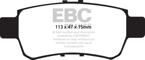 EBC 05-10 Honda Odyssey 3.5 Yellowstuff Rear Brake Pads - DP41744R
