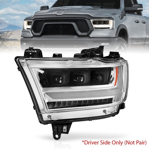 ANZO 19-20 Dodge Ram 1500 Tradesman LED Projector Headlights Plank Style w/Sequential Black (Driver) - 111495-L
