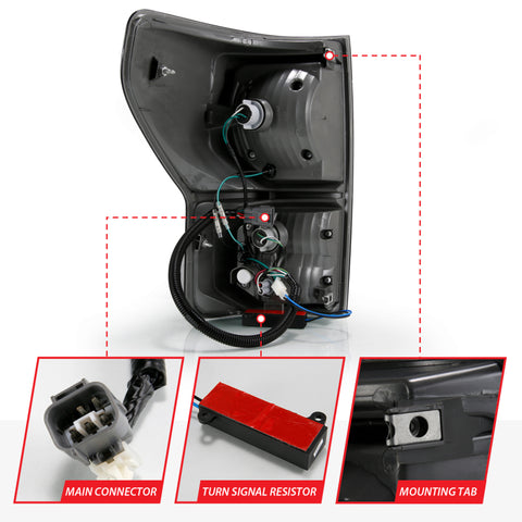 ANZO 2007-2013 Toyota Tundra LED Taillights Plank Style Black w/Smoke Lens - 311337