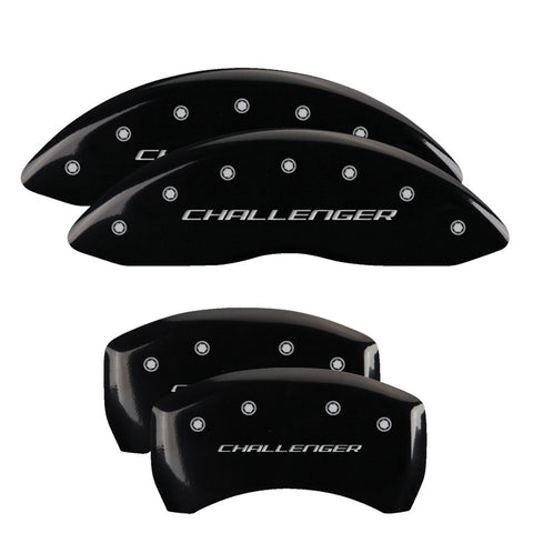 MGP 4 Caliper Covers Engraved Front & Rear Block/Challenger Black finish silver ch - 12181SCLBBK