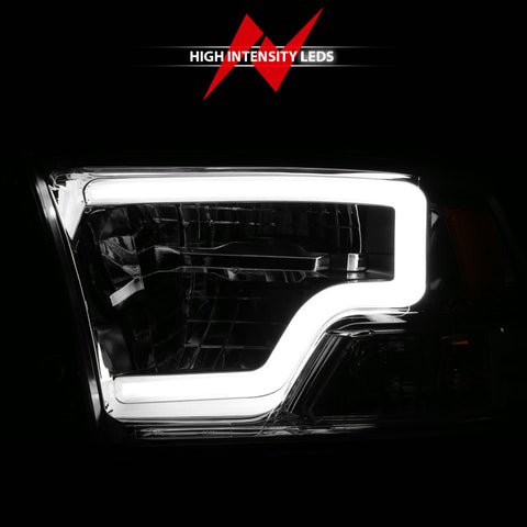 ANZO 2009-2020 Dodge Ram 1500 Full LED Square Projector Headlights w/ Chrome Housing Chrome Amber - 111540