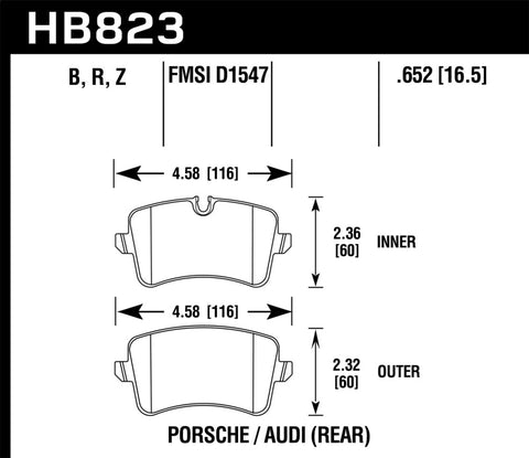 Hawk 11-18 Audi A8 Quattro HPS 5.0 Rear Brake Pads - HB823B.652