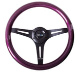 NRG Classic Wood Grain Steering Wheel (350mm) Purple Pearl/Flake Paint w/Black 3-Spoke Center - ST-015BK-PP