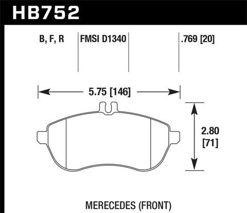 Hawk 12-15 Mercedes-Benz SLK250 / 12-15 Mercedes-Benz C250 HPS 5.0 Front Brake Pads - HB752B.769