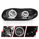 ANZO 1998-2002 Chevrolet Camaro Projector Headlights w/ Halo Black - 121160