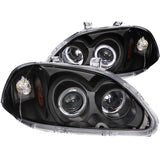 ANZO 1996-1998 Honda Civic Projector Headlights w/ Halo Black - 121068