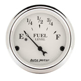 AutoMeter Gauge Fuel Level 2-1/16in. 240 Ohm(e) to 33 Ohm(f) Elec Old Tyme White - 1606