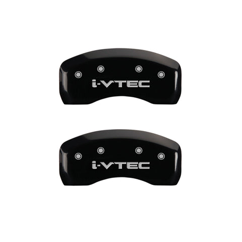 MGP 4 Caliper Covers Engraved Front & Rear i-Vtec Black finish silver ch - 20218SIVTBK