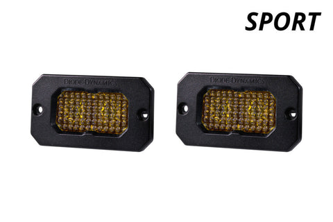 Diode Dynamics Stage Series 2in LED Pod Sport - Yellow Combo Flush ABL (Pair) - DD6730P