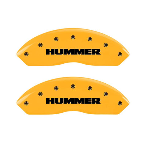MGP 4 Caliper Covers Engraved Front & Rear Hummer Yellow Finish Black Char 2010 Hummer H3T - 52003SHUMYL
