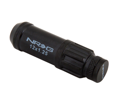 NRG 700 Series M12 X 1.25 Steel Lug Nut w/Dust Cap Cover Set 21 Pc w/Locks & Lock Socket - Black - LN-LS710BK-21