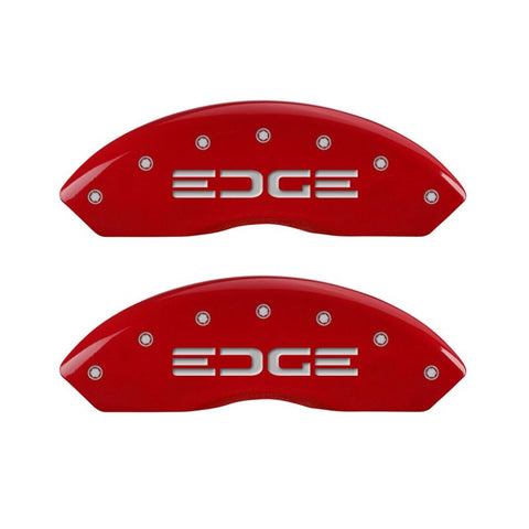 MGP 4 Caliper Covers Engraved Front & Rear Edge Red finish silver ch - 10042SEDGRD