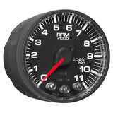 Autometer Spek-Pro Gauge Tach 2 1/16in 11K Rpm W/ Shift Light & Peak Mem - Blk/Blk - P336328