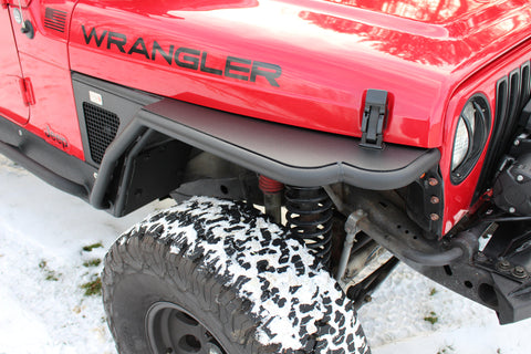 Fishbone Offroad 97-06 Jeep Wrangler TJ Steel Tube Fenders Front 3In Flare - Blk Textured Powdercoat - FB23029F