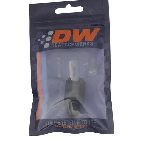 DeatschWerks 6AN Male Flare to 3/8in Female EFI Quick Connect Adapter - Anodized Matte Black - 6-02-0103-B