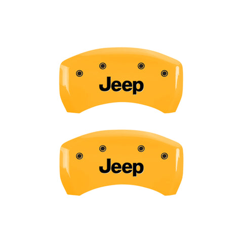 MGP 4 Caliper Covers Engraved Front JEEP Engraved Rear JEEP Grill logo Black finish silver ch - 42016SJPLBK