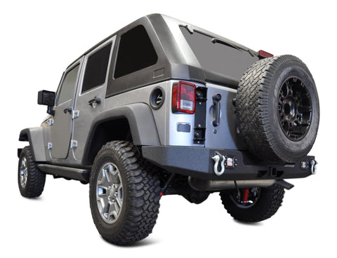DV8 Offroad 07-18 Jeep Wrangler JK Full Length Rear Bumper w/ Light Holes - RBSTTB-11