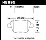 Hawk 2011-2013 Audi A3 Except TDI HPS 5.0 Rear Brake Pads - HB695B.609