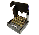 NRG 500 Series M12 X 1.5 Bullet Shape Steel Lug Nut Set - 21 Pc w/Lock Key - Chrome Gold - LN-LS500CG-21