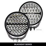 Go Rhino Xplor Blackout Series Round LED Sgl Driving Kit w/DRL (Surface/Thread Stud Mnt) 9in. - Blk - 751700911DRS
