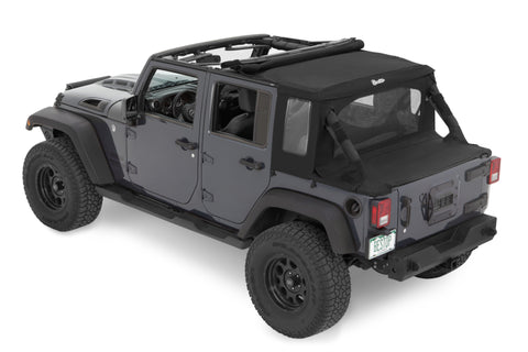 Bestop 07-18 Jeep Wrangler JK 4-Door Halftop Conversion Kit (Premium Black Twill) - 80103-17