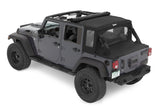 Bestop 07-18 Jeep Wrangler JK 4-Door Halftop Soft Top (Black Diamond) - 53901-35