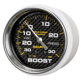 Autometer Marine Carbon Fiber Gauge 2-5/8in Mechanical Vacuum/Boost Gauge 30INHG-30PSI - 200775-40