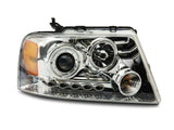 Raxiom 04-08 Ford F-150 Dual LED Halo Projector Headlights- Chrome Housing (Clear Lens) - T542850