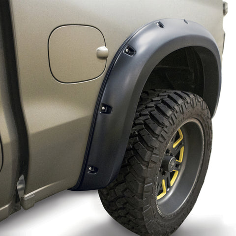 Lund 19-21 Chevy Silverado 1500 RX-Rivet Style Smooth Elite Series Fender Flares - Black (2 Pc.Rear) - RX140SB