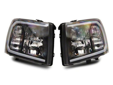 Raxiom 07-13 Chevrolet Silverado 1500 Axial Series Headlights w/ LED Bar- Blk Housing (Clear Lens) - S138003