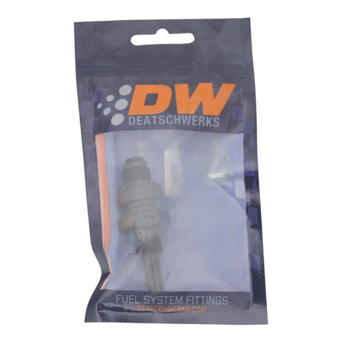 DeatschWerks 6AN Male Flare to Straight 5/16in Single Hose Barb - Anodized Matte Black - 6-02-0739-B