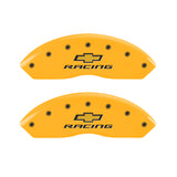 MGP 4 Caliper Covers Engraved Front & Rear Chevy Racing Yellow Power Coat Finish Black Characters - 13007SBRCYL