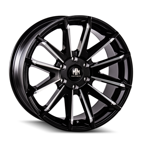 Mayhem 8109 Crossfire 22x9.5 / 5x150 BP / 25mm Offset / 110mm Hub Black w/ Milled Spokes Wheel - 8109-22950BM25