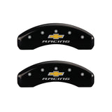 MGP 4 Caliper Covers Engraved Front & Rear Chevy racing Black finish silver ch - 14033SBRCBK