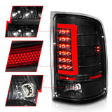 ANZO 2007-2013 GMC Sierra LED Tail Lights w/ Light Bar Black Housing Clear Lens - 311388