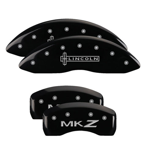 MGP 4 Caliper Covers Engraved Front Lincoln Rear MKZ Black Finish Silver Char 2019 Lincoln MKZ - 36022SLCZBK