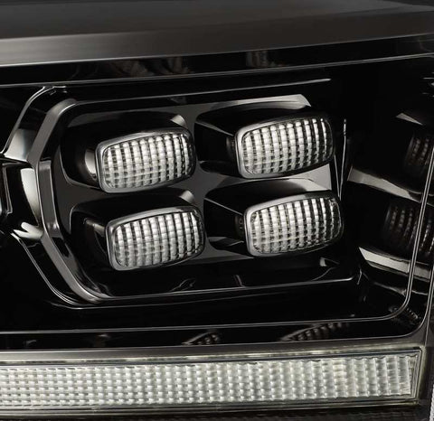 AlphaRex 09-18 Dodge Ram 2500HD LUXX LED Proj Headlights Plank Style Black w/Seq Signal/Smoked DRL - 880520