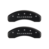 MGP 4 Caliper Covers Engraved Front & Rear Silverado Red finish silver ch - 14034SSILRD