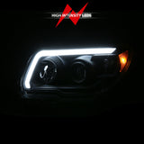 ANZO 06-09 Toyota 4 Runner Projector Headlights Plank Style - Black - 111616