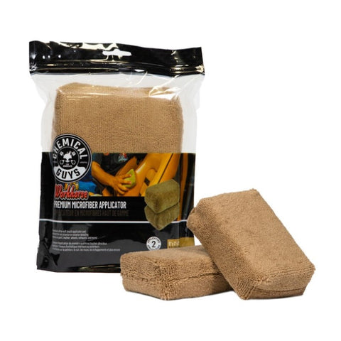 Chemical Guys Workhorse Microfiber Applicator - 5in x 3in x 1.5in - Tan - 2 Pack - MIC28402