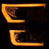 ANZO 2015-2017 Ford F-150 Projector Headlights w/ Plank Style Switchback Chrome w/ Amber - 111358